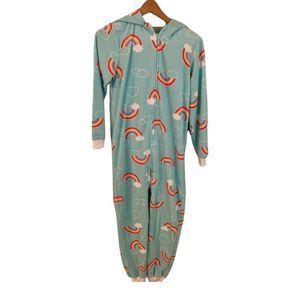 Cat &‎ Jack Light Blue Green Unicorn Footed Onesie Girls' Size 10/12
